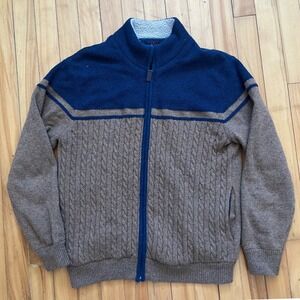 Brooks Brothers 1818 Mens Large Zip Front Cable Knit Sherpa Lined Sweater